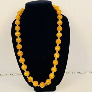 𝅺AMBER beaded necklace plastic beads 26” in diameter gold